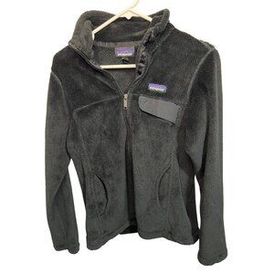 Patagonia Womens Black Fleece Full-Zip Jacket Size M With Pockets